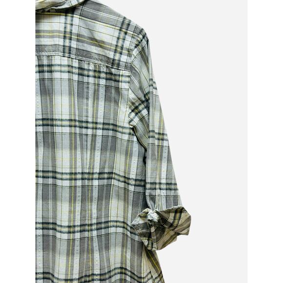 Lane Bryant Plaid‎ Button Down Shirt 18/20 Black White Yellow Plus Size - Picture 7 of 8